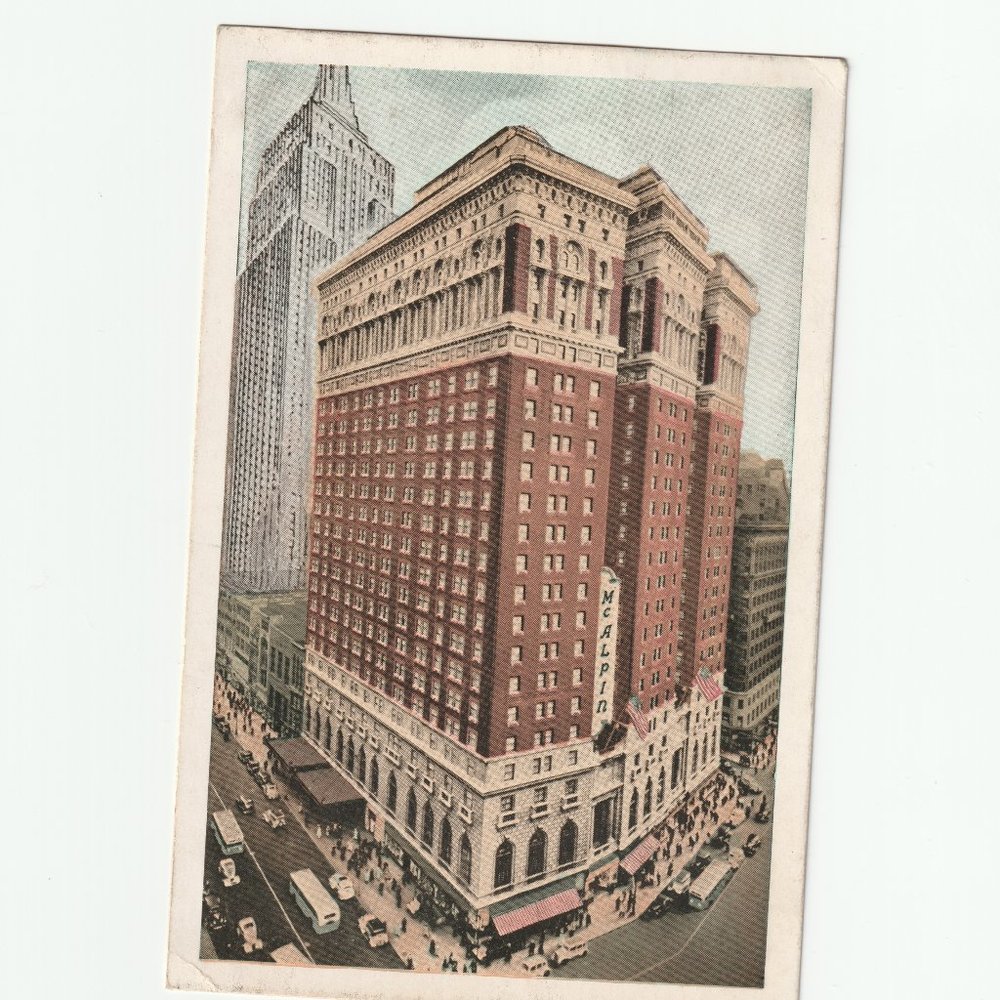 Vintage 1915-1930 Post Card Hotel McAlpin New York, NY White Border Posted